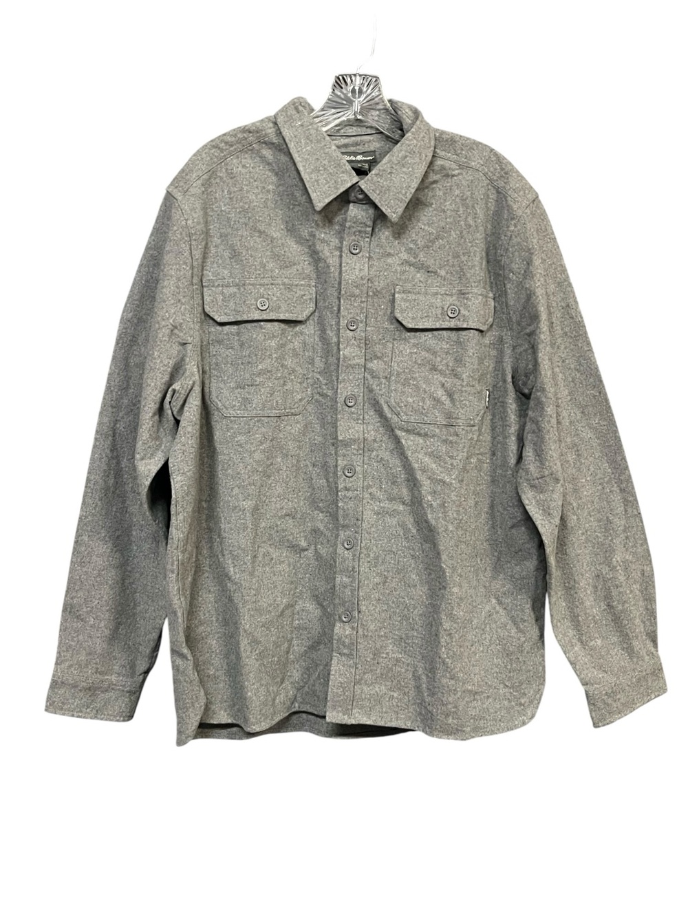 Eddie Bauer Chamois Shirt Men’s L Gray Double Brushed 100% Cotton NWT Button Up